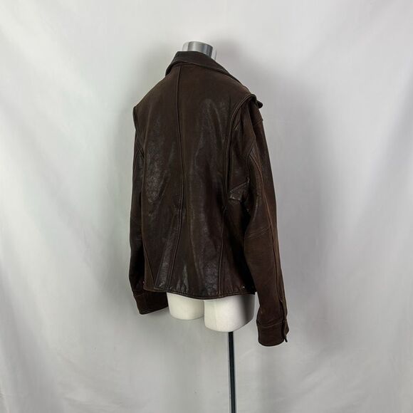 Banana Republic Vintage Mens Leather Bomber Jacket - Picture 3 of 4